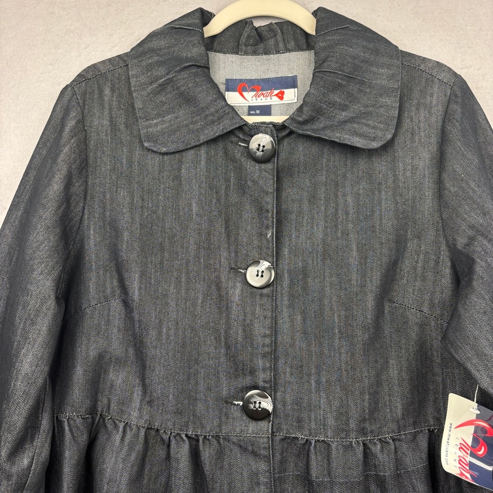 Mwah Denim Jacket Womens 1X Oversized Babydoll Button Front - Picture 4 of 10